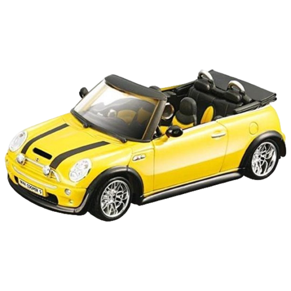 Машинка Bburago Mini Cooper Cabrio 18-45012 Черный Желтый photo 1