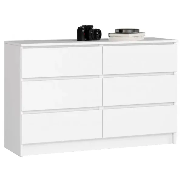 Comodă Akord K120 6SZ 77 x 120 x 40/ LPAL/ Alb photo 1