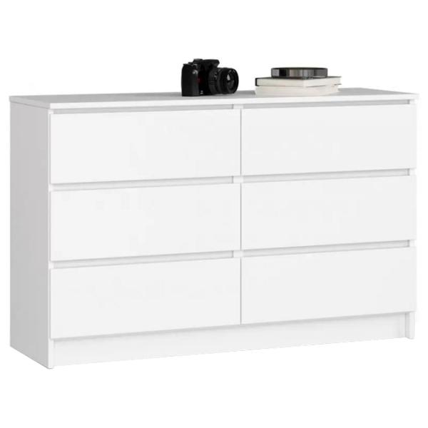 Comodă Akord K120 6SZ 77 x 120 x 40/ LPAL/ Alb photo 1