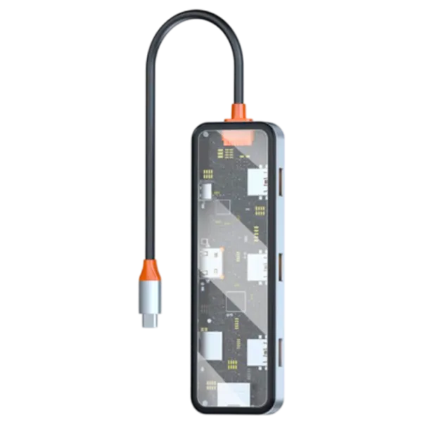 Adaptor Hub WIWU Cyber 8 in 1 USB Type-C/ Gray photo 1