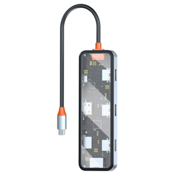 Adaptor Hub WIWU Cyber 8 in 1 USB Type-C/ Gray photo 1