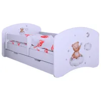 Pat pentru copii Happy Babies Happy Bear On Cloud L06 90 x 180 cm/ Placa/ White