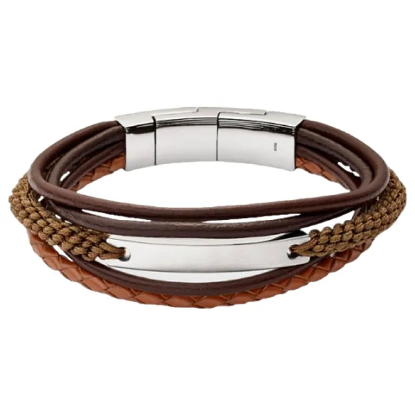 Brățară pentru bărbați FOSSIL JF02703040 Inox/ Brown photo 1 Brățară pentru bărbați FOSSIL JF02703040 Inox/ Brown photo 1