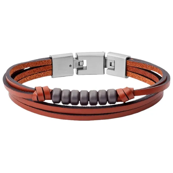 Brățară pentru bărbați FOSSIL JF03128040 Inox/ Brown photo 1 Brățară pentru bărbați FOSSIL JF03128040 Inox/ Brown photo 1