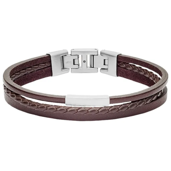 Brățară pentru bărbați FOSSIL JF03323040 Inox/ Brown photo 1 Brățară pentru bărbați FOSSIL JF03323040 Inox/ Brown photo 1