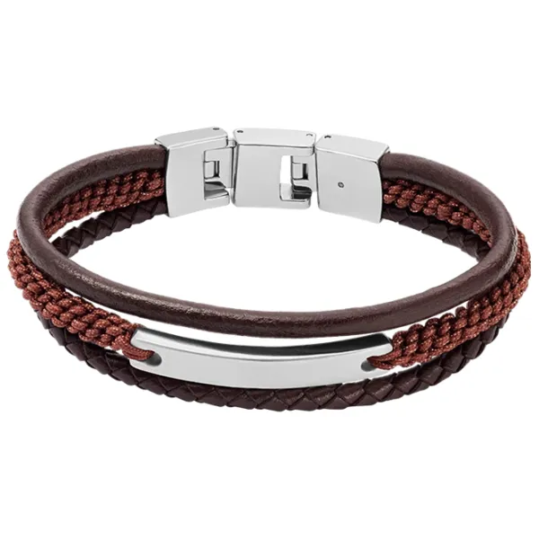 Brățară pentru bărbați FOSSIL JF04341040 Inox/ Brown photo 1 Brățară pentru bărbați FOSSIL JF04341040 Inox/ Brown photo 1