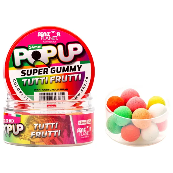 Бойлы Senzor Planet Pop-Up Super Gummy Tutti Frutti/ 0.03 кг/ 14 мм photo 1