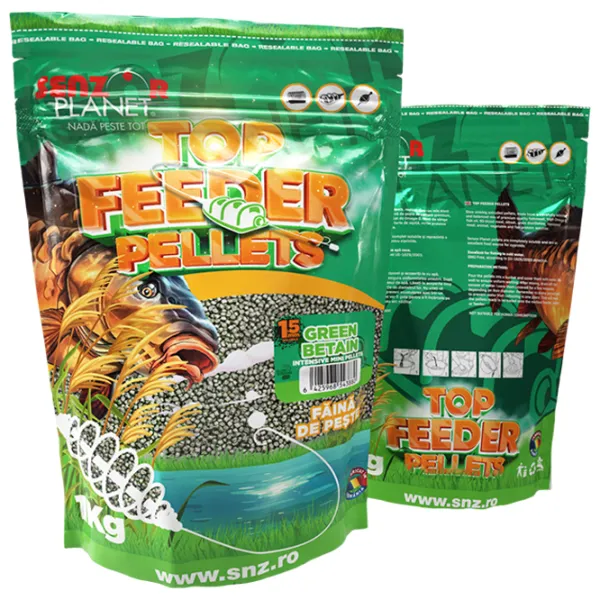 Pelete Senzor Planet Top Feeder Pellets Green betain/ 1 kg/ 1.5 mm photo 1
