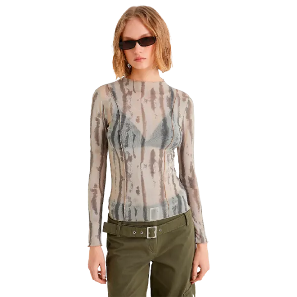 Tricou pentru femei Koton 4SAK50562EK 94% poliester, 6% elastan/ Khaki photo 1