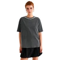 Tricou pentru femei Koton 4SAL10717IK 100% bumbac/ Anthracite