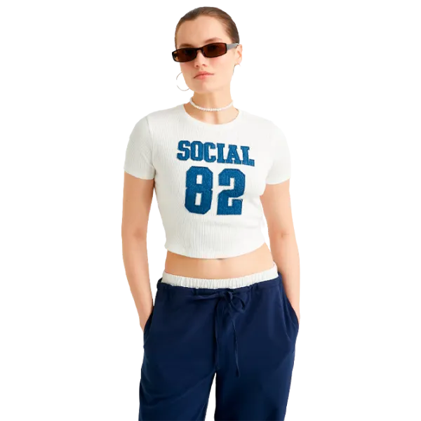 Tricou pentru femei Koton 4SAL10850IK 4 % Elastan/ White photo 1