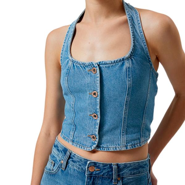 Maiou pentru femei Koton 4SAL30007MD S/ Blue photo 4 Maiou pentru femei Koton 4SAL30007MD S/ Blue photo 4