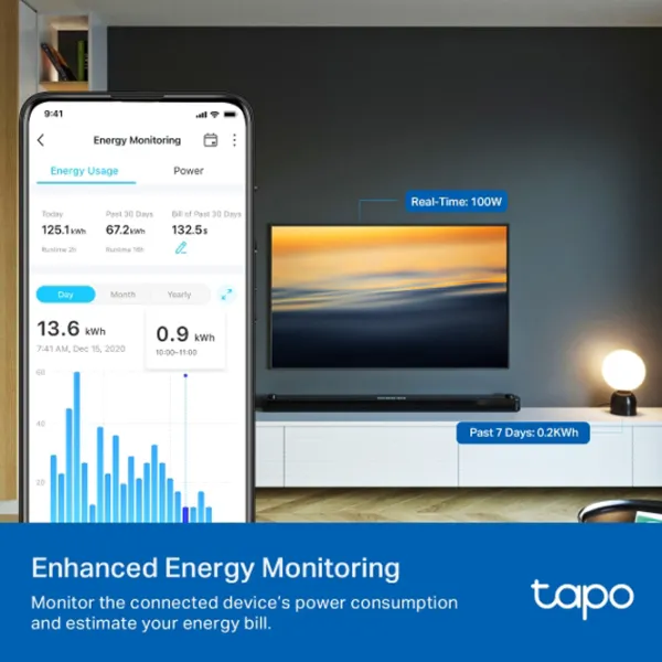 Smart priza TP-Link Tapo P110 Белый photo 6