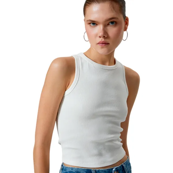 Maiou pentru femei Koton 4SAL30006IK M/ White photo 3 Maiou pentru femei Koton 4SAL30006IK M/ White photo 3