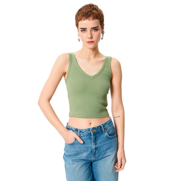 Maiou pentru femei Koton 4SAL30009IK S/ Khaki photo 1 Maiou pentru femei Koton 4SAL30009IK S/ Khaki photo 1