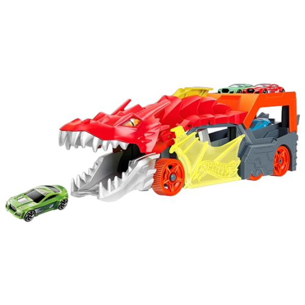 Camion Hot Wheels Dragon furios cu depozitare pentru mașini GTK42 Black Red photo 1