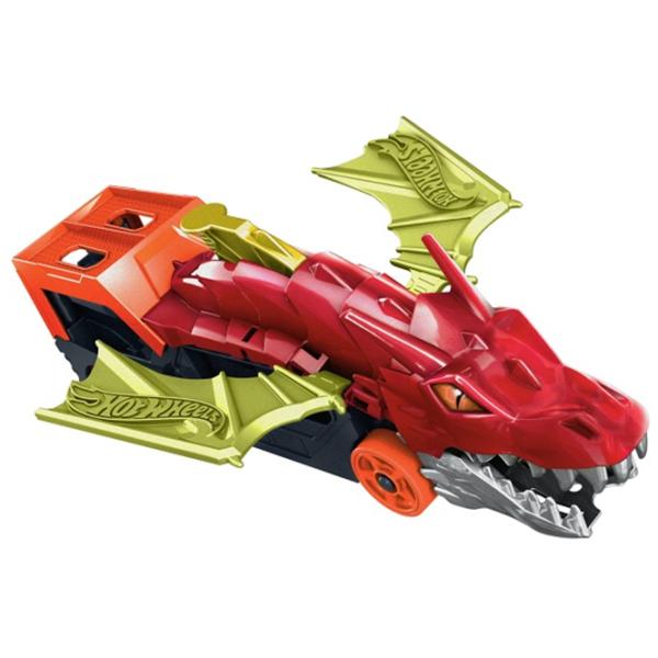 Camion Hot Wheels Dragon furios cu depozitare pentru mașini GTK42 Black Red photo 2