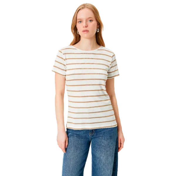 Tricou pentru femei Koton 4SAK50603EK 65% poliester , 35% viscoză/ Beige photo 1