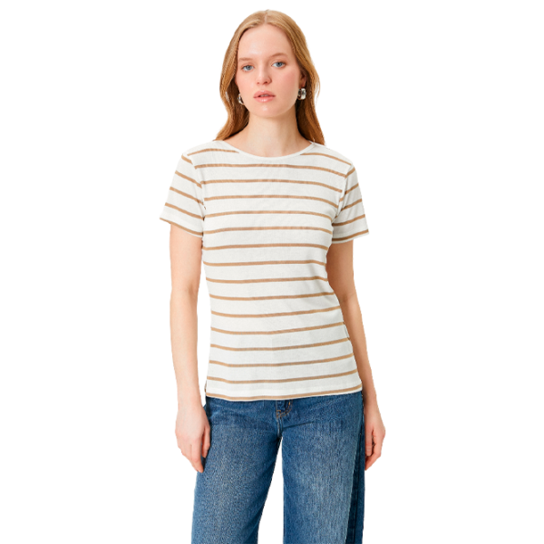 Tricou pentru femei Koton 4SAK50603EK 65% poliester , 35% viscoză/ Beige photo 1