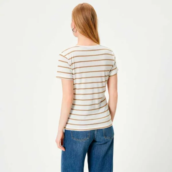 Tricou pentru femei Koton 4SAK50603EK 65% poliester , 35% viscoză/ Beige photo 4