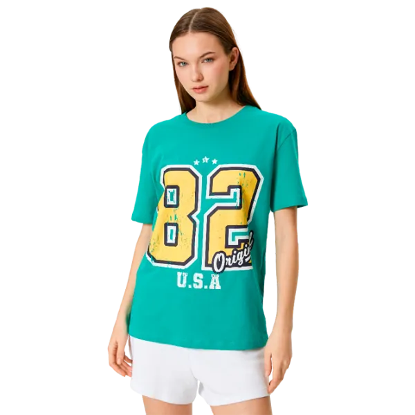 Футболка для женщин Koton 4SAL10187IK 100% хлопок/ Зелёный photo 1