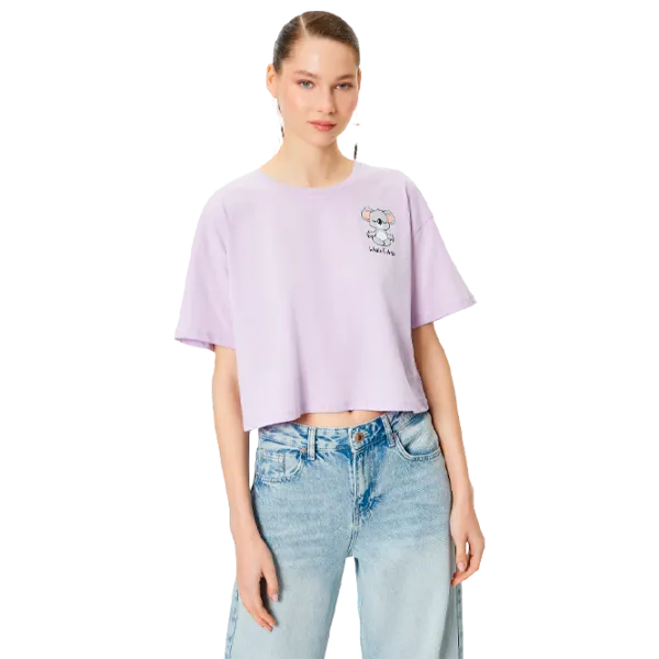 Tricou pentru femei Koton 4SAL10566IK 100% bumbac/ Purple photo 1