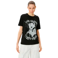 Tricou pentru femei Koton 4SAL10761IK 100% bumbac/ Black