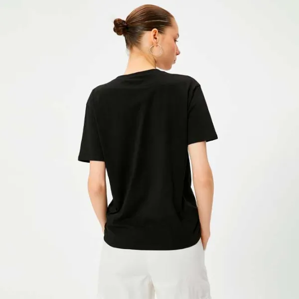Tricou pentru femei Koton 4SAL10761IK 100% bumbac/ Black photo 4