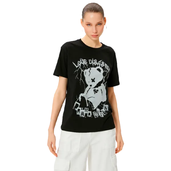 Tricou pentru femei Koton 4SAL10761IK 100% bumbac/ Black photo 1