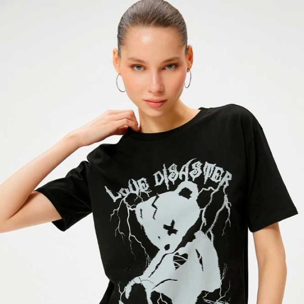 Футболка для женщин Koton 4SAL10761IK 100% хлопок/ Черный photo 2