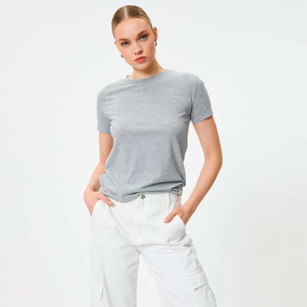 Tricou pentru femei Koton 4SAK50428EK 70% poliester/ Gray photo 2