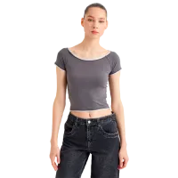 Футболка для женщин Koton 4SAL10663IK 4 % Эластан/ Антрацит