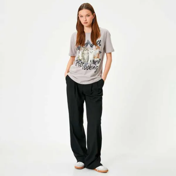 Tricou pentru femei Koton 4SAL10764IK 100% bumbac/ Gray photo 3