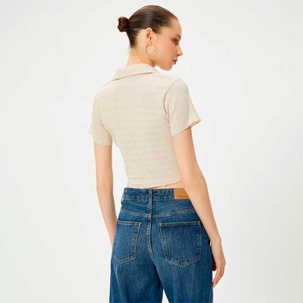 Tricou pentru femei Koton 4SAL10129IK 100% poliester/ Beige photo 4