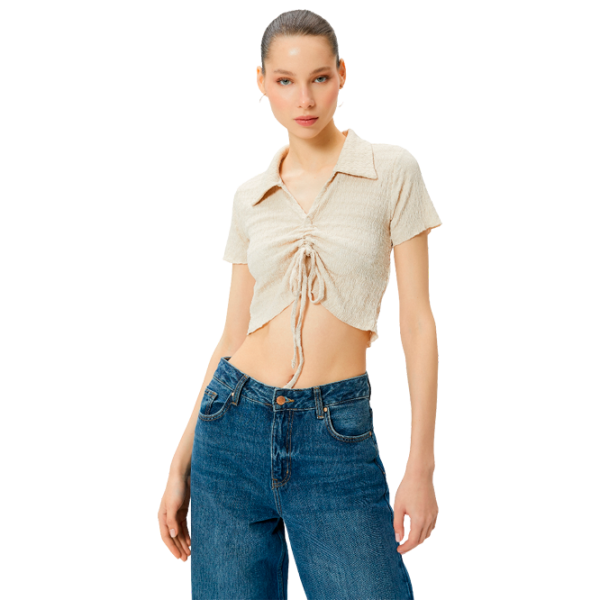 Tricou pentru femei Koton 4SAL10129IK 100% poliester/ Beige photo 1