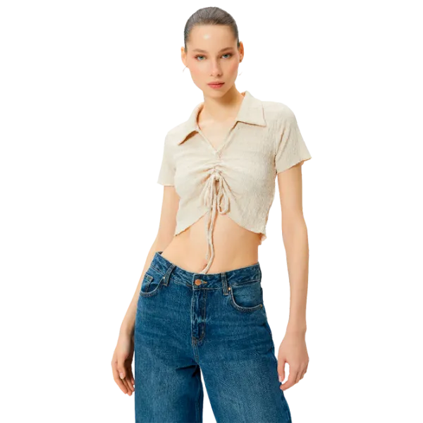 Tricou pentru femei Koton 4SAL10129IK 100% poliester/ Beige photo 1