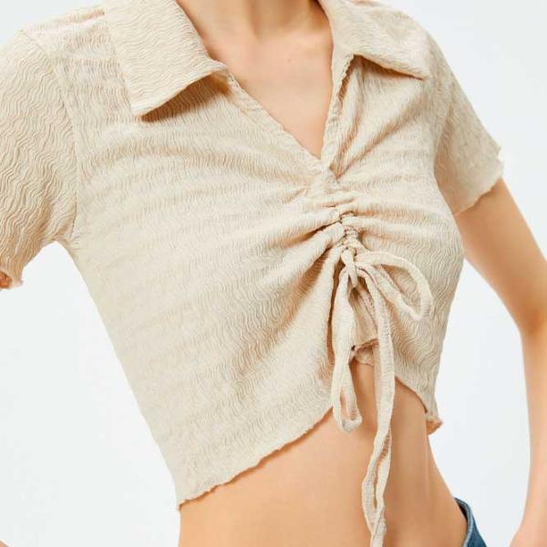 Tricou pentru femei Koton 4SAL10129IK 100% poliester/ Beige photo 5