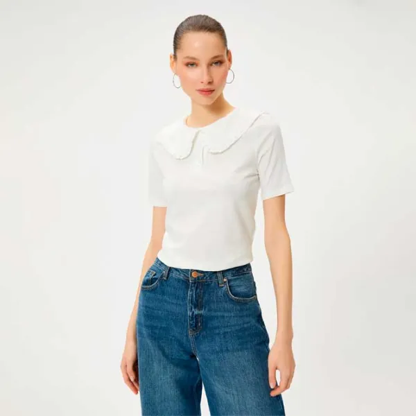 Tricou pentru femei Koton 4SAL10483IK 100% bumbac/ White photo 3