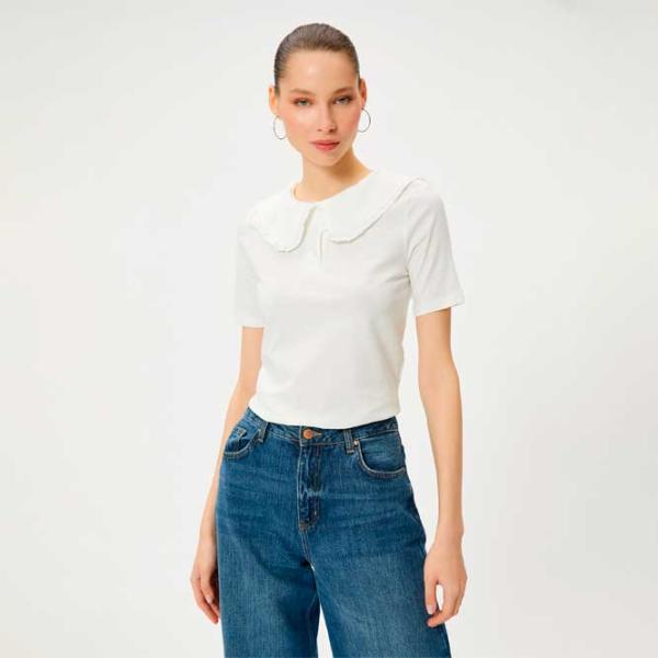 Tricou pentru femei Koton 4SAL10483IK 100% bumbac/ White photo 3