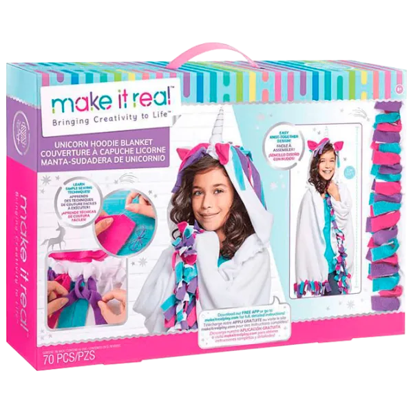 Креативный набор Make It Real Bringing Creativity to Life Unicorn Hoodie Blanket 1603M 8+/ Разноцветный Белый photo 1