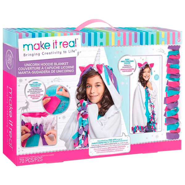 Креативный набор Make It Real Bringing Creativity to Life Unicorn Hoodie Blanket 1603M 8+/ Разноцветный Белый photo 1