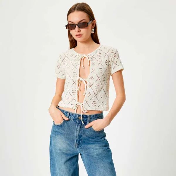 Tricou pentru femei Koton 4SAL10847IK 44% poliester/ White photo 2