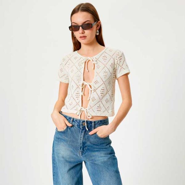 Tricou pentru femei Koton 4SAL10847IK 44% poliester/ White photo 2