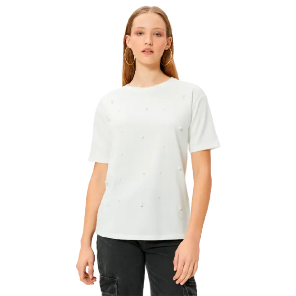 Tricou pentru femei Koton 4SAL10789IK 100% bumbac/ White photo 1