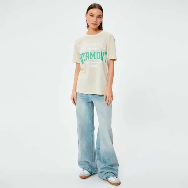 Футболка для женщин Koton 4SAL10614IK 100% хлопок/ Бежевый photo 3