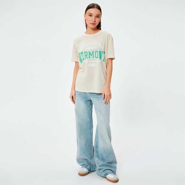 Tricou pentru femei Koton 4SAL10614IK 100% bumbac/ Beige photo 3