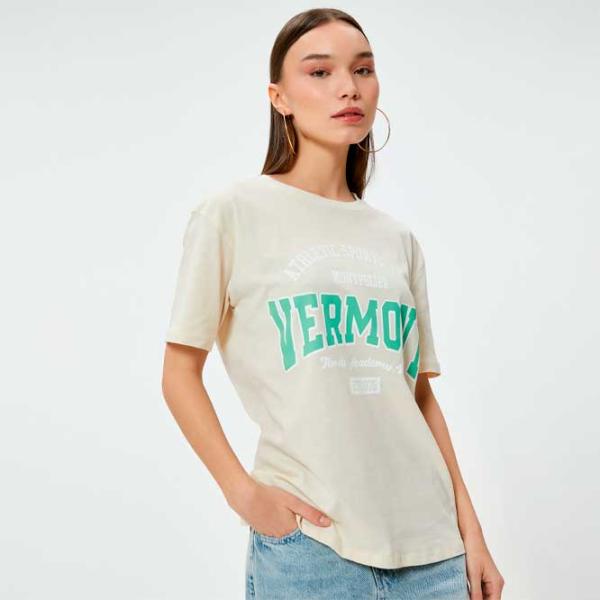 Футболка для женщин Koton 4SAL10614IK 100% хлопок/ Бежевый photo 2