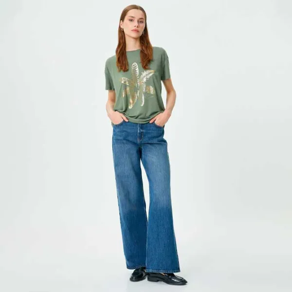 Tricou pentru femei Koton 4SAK50114EK 65% poliester , 35% viscoză/ Khaki photo 3