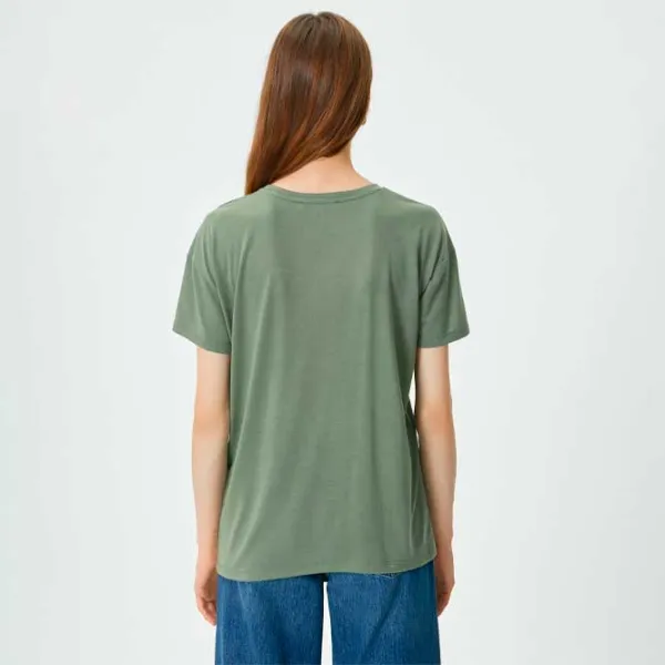 Tricou pentru femei Koton 4SAK50114EK 65% poliester , 35% viscoză/ Khaki photo 4