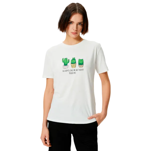 Футболка для женщин Koton 4SAL10193IK 100% хлопок/ Белый photo 1